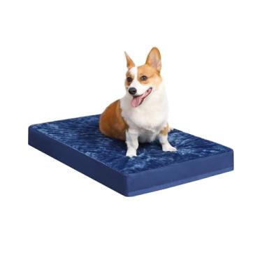 Imagem de KSIIA Cama ortopédica à prova d'água para cães pequenos, tapete lavável de luxo para animais de estimação com espuma de caixa de ovo e capa removível, 58 x 43 cm, azul
