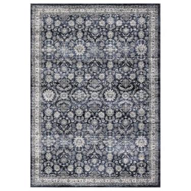 Imagem de COZYLOOM Tapete floral Boho 22,5 x 30,5 cm para sala de estar, lavável, tapete de área grande, antiderrapante, macio, tapete resistente a manchas para quarto, escritório, sala de jantar, berçário