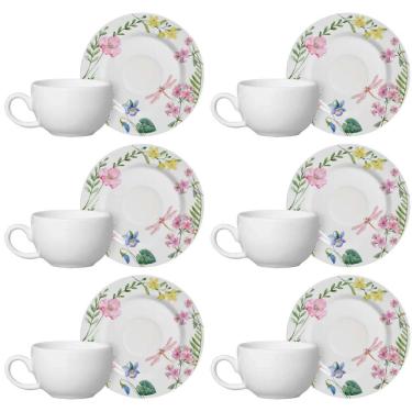 Imagem de Conjunto de 6 Xícaras de Café com Pires de Cerâmica Lelis 85ml - Alleanza