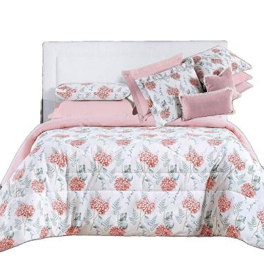 Imagem de Kit Coordenado Edredom E Cobre Leito Sensuale Super King Hortência 4 Peças - 80% Algodão, 20% Poliéster