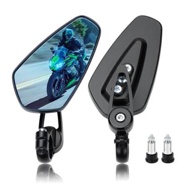 Imagem de LKV Espelhos de extremidade de barra de motocicleta 22 mm 7/20.3 cm retrovisor lateral de substituição universal para Honda Grom Kawasaki Suzuki Ducati Yamaha e mais Street Sport Bike Scooter Cruisers