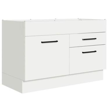 Imagem de Balcão Gabinete De Pia 120 X 60 Cm 1 Porta 2 Gavetas Branc - MADESA
