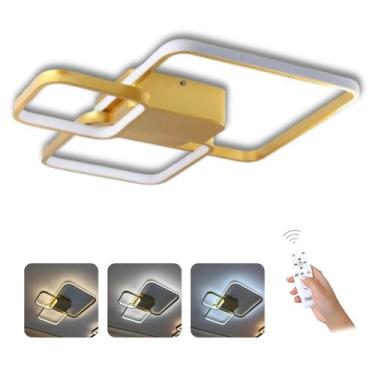 Imagem de Lustre Plafon moderno 3 quadros gold com Controle remoto - Lux Design 