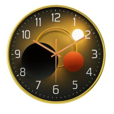Imagem de Relógio De Parede Dourado Lua 30cm Silencioso Design Moderno Sala Quar