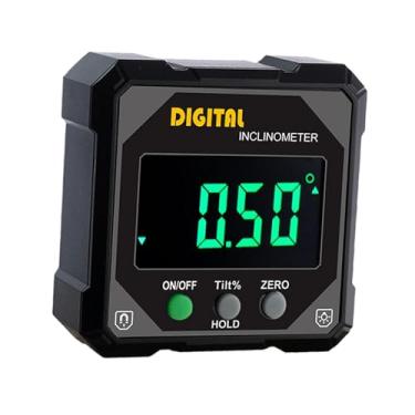 Imagem de Dualoai Inclinômetro Digital, Transferidor de Nível de Bolha Digital, Alcance Compacto, 4 X 90 Graus, Função de Armazenamento de Dados para Marcenaria, Amarelo, Tamanho real
