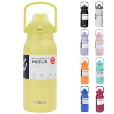 Imagem de Garrafa Térmica De Viagem Inox 1700ml Água Com Canudo (Amarelo)