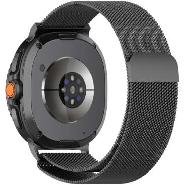 Imagem de Pulseira de metal compatível com Samsung Galaxy Watch 8 de 40 mm/44 mm/Classic 46 mm 2025, pulseira de substituição magnética ajustável de malha de aço inoxidável para Galaxy Watch8/Classic Black