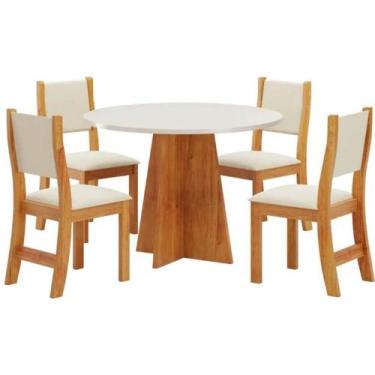 Imagem de Mesa de Jantar Flipp com 4 Cadeiras Sol Viero Cor Mel Blonde - Estrela