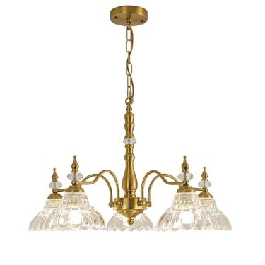 Imagem de Esther life Lustre vintage, lustres de cristal de latão dourado 5 claros para sala de jantar, lustre vitoriano antigo com sombra de vidro, luminárias modernas de fazenda para cozinha, ilha e sala de
