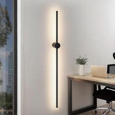 Imagem de Lâmpada de parede LED interior longa rotação de 350° lâmpada de parede preta lâmpada de escada design moderno iluminação de parede de alumínio para sala de estar quarto sala de jantar estudo (luz