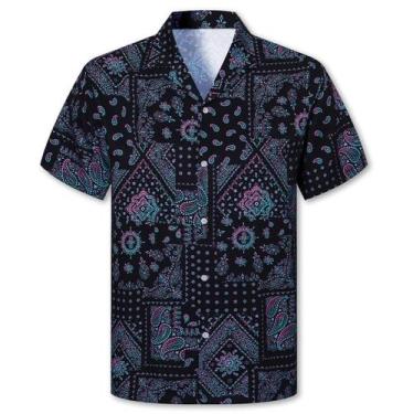 Imagem de Camisa Cromoncent Boys Hawaiian de manga curta Aloha Neon preta 4-5T