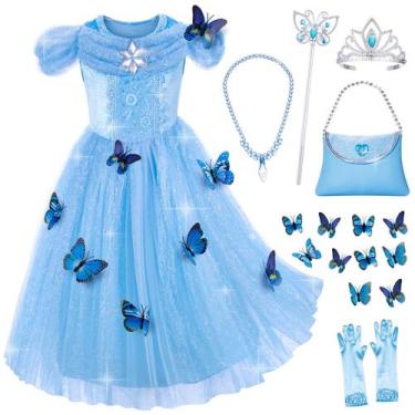 Imagem de Fantasia de princesa azul Topney com acessórios para meninas 4-5T