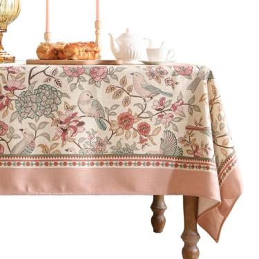 Imagem de Mantel patdrea diseñador rosa de lino 160x220 cm rectangular