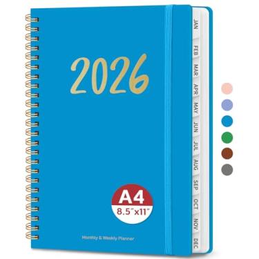 Imagem de Agenda 2026 – Agenda semanal e mensal, janeiro de 2026 a dezembro de 2026, encadernado em espiral, agenda 2026, bolso interno, perfeito para escritório, casa, material escolar – A4 (21,6 cm x 28 cm