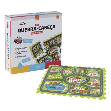 Imagem de Quebra Cabeça Dipedu EVA Cidade Com Carro 7 Peças - Brw 1210