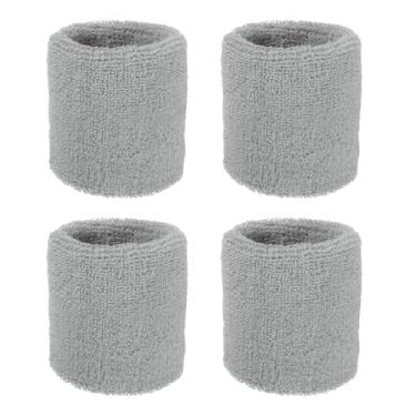 Imagem de YELARXI Pulseiras de suor, pulseiras para esportes de suor 7,6 x 7,6 cm e pacote com 4 e cinza claro - adequado para (tênis/basquetebol/futebol/corrida/malhar/homens e mulheres)