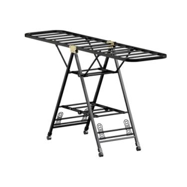 Imagem de Hhsdyl Varal de Roupas Dobrável para Varanda, Teto de Casa ou Quarto com Suporte para Sapatos, Varal Interior de Dupla Camada para Secagem ao Ar, Ajustável, para Pendurar Roupas,Black,180cm