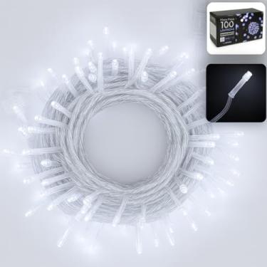 Imagem de Cordão Pisca 100 LEDs Branco Frio 9 Metros 8 Funções de Piscar – Linha Premium 110V– Luz Decorativa para Natal, Festas, Varandas, Jardins e Casamentos Econômica, Flexível e Durável