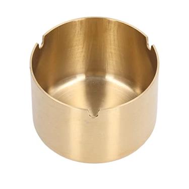 Imagem de Cinzeiro de aço inoxidável revestimento espesso cor de cobre coletor de pó doméstico decoração ranhuras em forma de U práticas para acampamento ao ar livre no quintal uso de festa