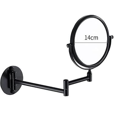 Imagem de LMJYU Espelho de banheiro doméstico, espelho montado na parede, espelho de cosméticos de dupla face, espelho de aumento, ampliação 3x, espelho de maquiagem montado na parede, espelho dobrável