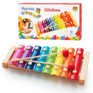 Imagem de Xilofone Infantil Colorido Em Madeira Brinquedo Musical Para Crianças 