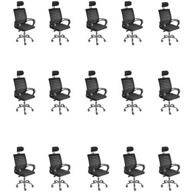 Imagem de Kit 15 Cadeiras de Escritório Secretária Roma com Apoio