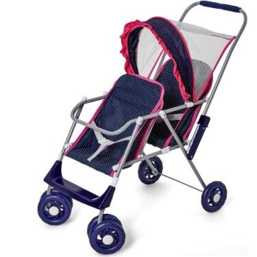 Imagem de Carrinho De Boneca Gêmeos Bebê Luxo Reborn Azul B8 - Mep Kids