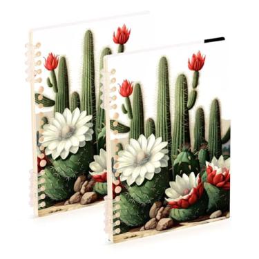 Imagem de Burbuja Cadernos de plantas de cacto, papel pautado universitário A5 com 60 folhas, fichário para escritório, 2 unidades