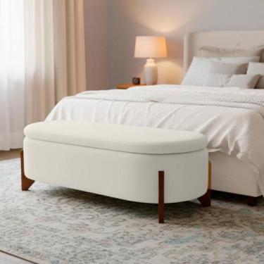 Imagem de Baú Organizador de Sapatos Puff Thor 135cm Bouclé Cama Casal - SOFA ST