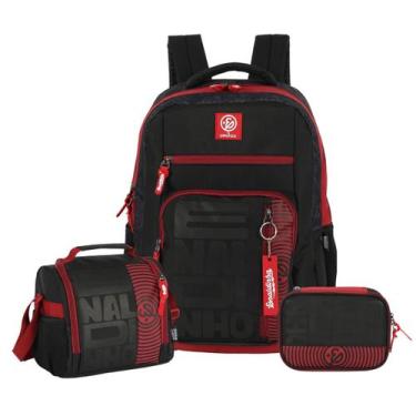 Imagem de Kit Mochila Enaldinho Costas Youtuber Lancheira E Estojo Box Cor:Preto