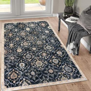 Imagem de KILOCOCO Tapete marroquino lavável para sala de estar 7,5 x 12,5 cm, vintage, floral, interior, antiderrapante, tapete de entrada, tapete de cozinha para lavanderia, sala de jogos, escritório,