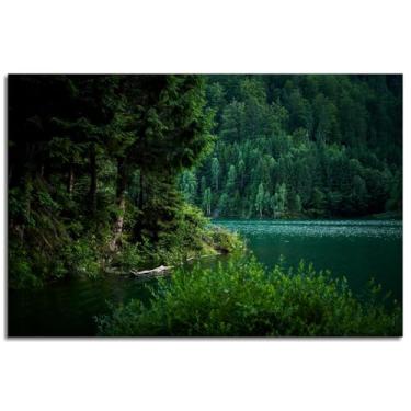 Imagem de Pôster Romênia Floresta Impressão em Tela Calm Lake Wall Art For Home 1 Painéis Decorações Noframed 30.5 cm x 20.3 cm