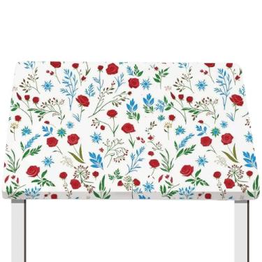 Imagem de CREATCABIN Toalha de mesa floral à prova d'água, retangular, flor, toalha de mesa de tecido de poliéster limpável, para casa, cozinha, primavera, festa, piquenique, jantar, acampamento, jardim