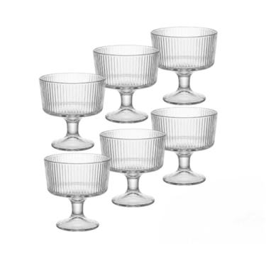 Imagem de Jogo 6 Taças Sobremesa Vidro 250ml Canelada Sorvete Açai Lindas