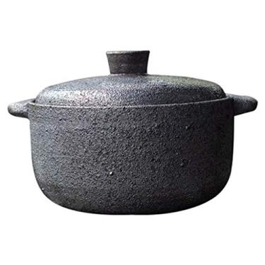 Imagem de Panelas, panela de forno pré-temperada com tampa e alças duplas caçarola all mingau doméstico sopa panela de barro resistente ao calor forma simples