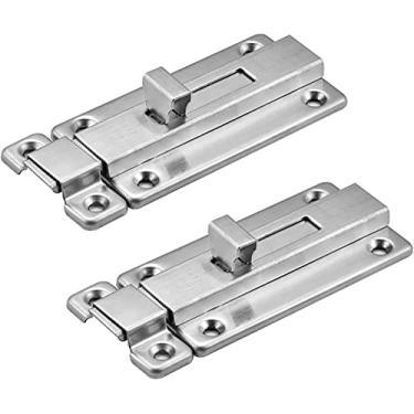 Imagem de Fechadura de porta de parafuso deslizante, parafuso de porta, 2 peças de trava de aço inoxidável de 10 cm, parafuso deslizante montado na superfície para todos os tipos de botões de portas internas