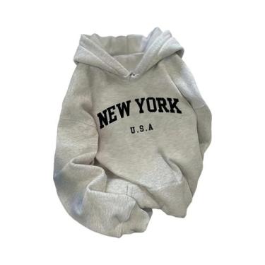 Imagem de Moletom Feminino Com Caimento Relaxado, Estampa De Letras NEW YORK U.S