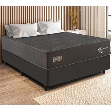 Imagem de Cama Box Conjugado Casal Com Colchão 138x64x188 Orthopedic Plus Gazin Cr35308 Cinza-preto