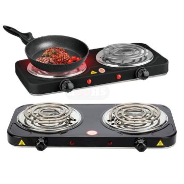 Imagem de Fogão Elétrico 2 Bocas Portátil 2000w Mini Fogareiro Camping Cozinha Viagem 220v