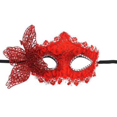 Imagem de Máscara de cosplay, capa de meia face de plástico decorativa floral ve