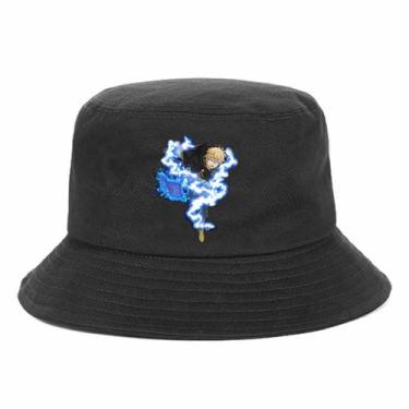 Imagem de Bucket Hat, preto, trevos, anime, proteção solar, algodão - Yiweisai