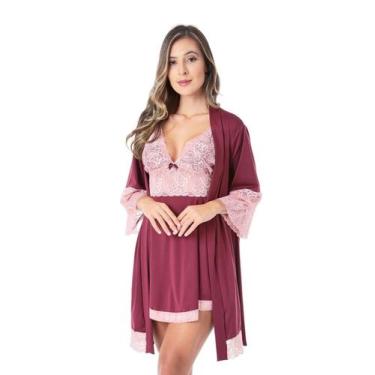 Imagem de Robe De Renda Pijama Feminino Lingerie Sexy Kimono Roupão - Empório Li
