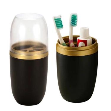 Imagem de Organizador Escova de Dentes e Creme Dental com Tampa Arthi Preto com 