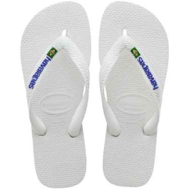 Imagem de Chinelo Infantil Havaianas Brasil Logo Branco - 4110, Branco, 23/24
