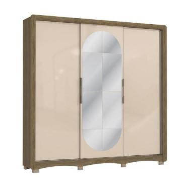 Imagem de Guarda-Roupa Casal Kappesberg 3 Portas de Correr com Espelho Marrom Be