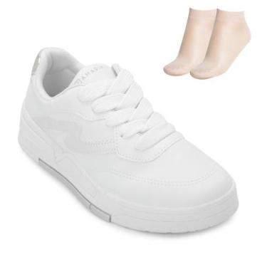 Imagem de Tênis Casual Ramarim BP e Meia RM25-25892, 38, Branco, Prata