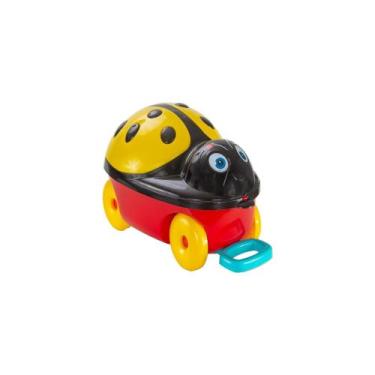 Imagem de Bau carrinho de atividadeha educacional com blocos de montar puxador e
