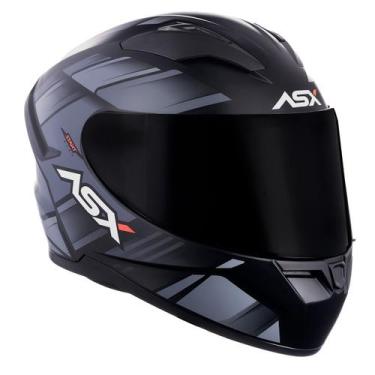 Imagem de Capacete Esportivo Integral Moto Asx City Start Preto Fosco Cinza Tama