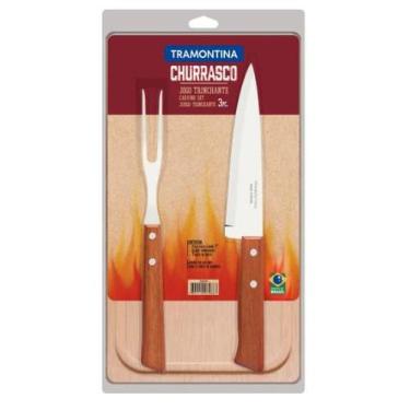 Imagem de Kit Para Churrasco Tramontina Jogo Trinchante 3 Peças, Marrom