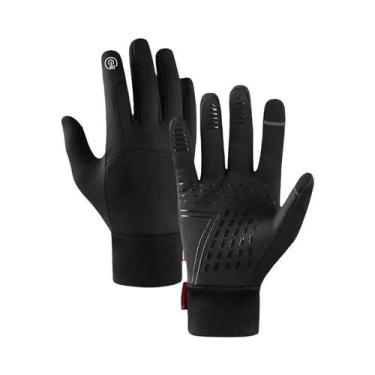 Imagem de Luvas De Ciclismo Masculinas Pretas Quentes Com Tela Sensível Ao Toque